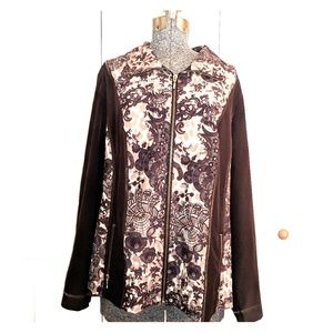 Chicos Zenergy Earthy Floral Zip Light Jacket XL